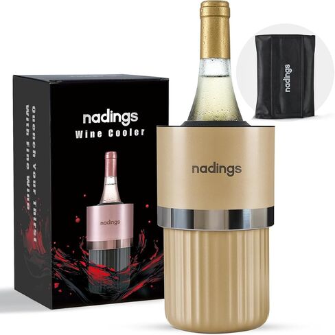 Iceless Wine Chiller - Keeps Cold 6+ Hours, Portable Vacuum Insulated Stainless Steel Champagne Cooler, Fits Most Wine Champagne & Liquor Bottles, Perfect Gift for Wine Lovers (Rose Gold) in Saudi Arabia