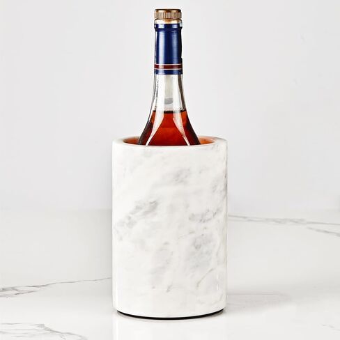 White Marble Wine Cooler Bucket, Elegant Wine Bottle Cooler and Champagne Cooler, 4.5"x7", Suitable for Party, Kitchen, Bar Cart Decoration, Can Chill and Keep Bottled Wine in Saudi Arabia