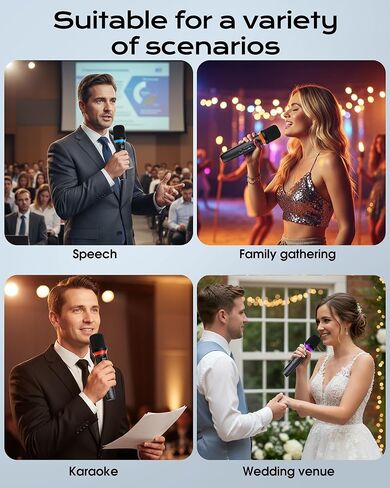 ميكروفون لاسلكي، كتم صوت بلمسة واحدة وإضاءة RGB ديناميكية، ميكروفون ديناميكي مزدوج محمول بدرجة احترافية، نطاق طويل جدًا يصل إلى 200 قدم وعمر بطارية يصل إلى 40 ساعة. للغناء والجلسات العائلية. in Kuwait