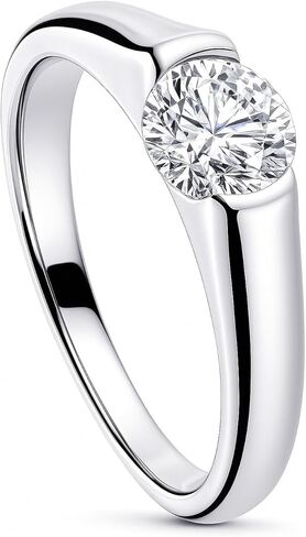 Berricle Sterlling Silver Solitaire Fedding Congenge Breats for Her ، وضعت حلقة الزركونيا CZ CZ - Marquise ، Oval ، الزمرد ، القطع الدائرية in Saudi Arabia