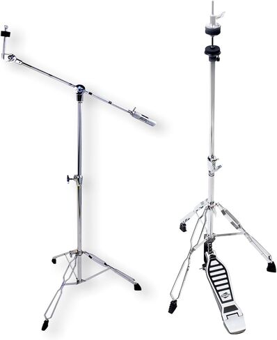 GRIFFIN Cymbal Boom Stand & Hi-Hat Pedal Set (Chrome TiltPro X Edition) 2 Pack – Percussion Drum Hardware with Pull Chain, Double-Braced Legs & Counterweight in Kuwait