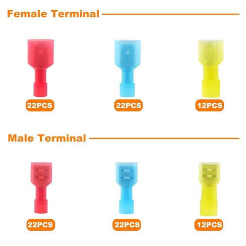 112PCS Nylon Spade Connector Kit, 22-10AWG Quick Disconnect Wire Connectors, Wire Spade Connectors, Spade Terminals, Male and Female Electrical Insulated Wire Crimp Terminal Assortment Kit in Kuwait