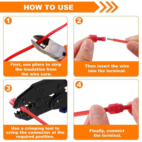 112PCS Nylon Spade Connector Kit, 22-10AWG Quick Disconnect Wire Connectors, Wire Spade Connectors, Spade Terminals, Male and Female Electrical Insulated Wire Crimp Terminal Assortment Kit in Kuwait