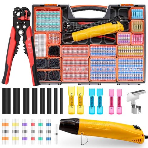 532PCS Heat Shrink Solder Seal Wire Connectors Kit with Mini Heat Gun, Solder Stick Wire Connectors Waterproof Wire Electrical Connector Kit for Marine, Automotive, Boat, Truck (26-6 Gauge) in Kuwait