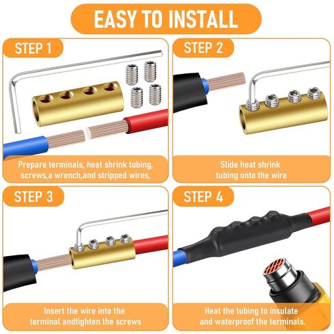 5 قطع من موصلات الأسلاك ذات 6 قياسات - مجموعة وصلات أسلاك قياس 6-10 مع أنبوب انكماش حراري، وطرف برغي 80 أمبير للبطارية وأسلاك الدائرة in Kuwait