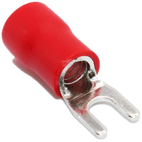 PAPUGA 25PCS 8 AWG (10 mm2) #8 / M4 (4 mm) Fork Spade Crimp Connector, PVC Insulated, 600V 62A, CE & RoHS Power Lug for Inverter Solar & Marine Wiring, Battery & Power Wiring in Saudi Arabia