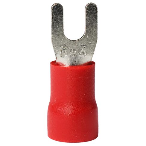 PAPUGA 25PCS 8 AWG (10 mm2) #8 / M4 (4 mm) Fork Spade Crimp Connector, PVC Insulated, 600V 62A, CE & RoHS Power Lug for Inverter Solar & Marine Wiring, Battery & Power Wiring in Saudi Arabia