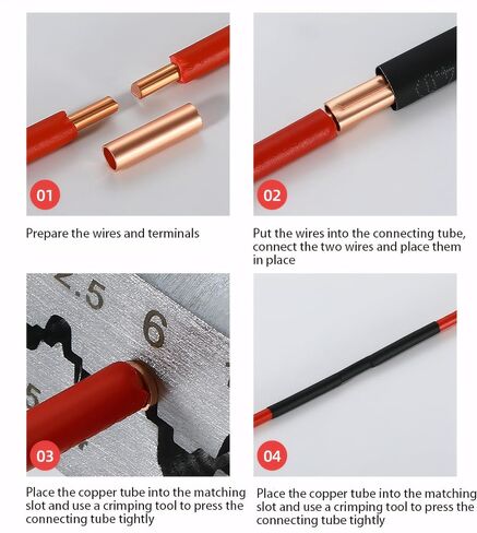 250pcs Wire Terminal connectors 7Size Electrical Butt Connector Copper Tube Connector Kits with Heat Shrink Tubing Wire Ferrules Kits in Saudi Arabia