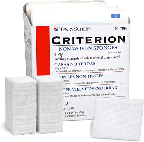 Henry Schein Criterion 2x2" Non-Woven Sponge- Rayon/Polyester Blend, 4-Ply, Sterile- 2x2 Inch, 50/Pack in Saudi Arabia