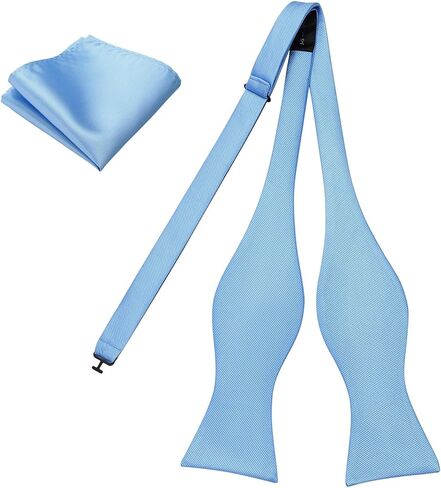 DecTwig Men's Woven Self Tie Bow Tie and Pocket Square Men's Formal Wear Black Bow Ties in Kuwait