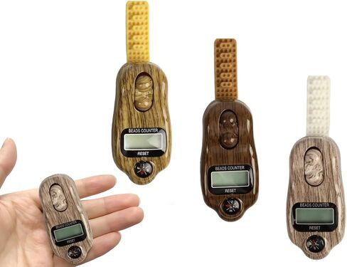 Anlising Digital Beads Counter, 3 Pieces Digital Tasbih Tally Counters, Digital-Counter with Compass, Resettable Finger Counter,Electronic Rotating Prayer Beads Counters,for Meditation,Muslim Prayer in Saudi Arabia
