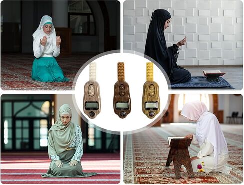 Anlising Digital Beads Counter, 3 Pieces Digital Tasbih Tally Counters, Digital-Counter with Compass, Resettable Finger Counter,Electronic Rotating Prayer Beads Counters,for Meditation,Muslim Prayer in Saudi Arabia