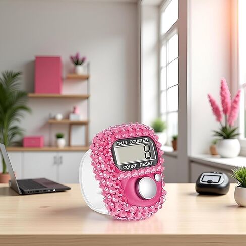 عداد عداد الإصبع الإلكتروني باللون الوردي، عداد عداد رقمي محمول مريح، عداد تالي رقمي مع شاشة LCD، عداد يدوي محمول للرياضة والجولف والعد in Kuwait