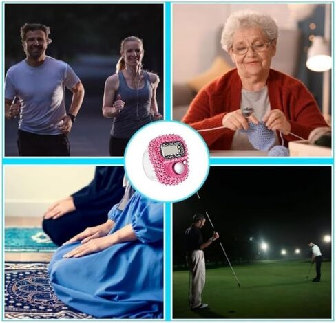 عداد عداد الإصبع الإلكتروني باللون الوردي، عداد عداد رقمي محمول مريح، عداد تالي رقمي مع شاشة LCD، عداد يدوي محمول للرياضة والجولف والعد in Kuwait