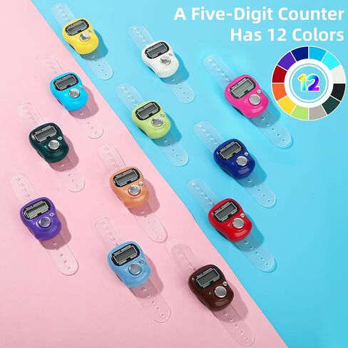 Electronic Finger Counter 24 Pack Handheld Tally Counter Bulk 5 Digit Number Count Clicker,12 Colors Counting Numbers for Coaching, for Coaching, Fishing, Golf, School Stadium Events in Saudi Arabia