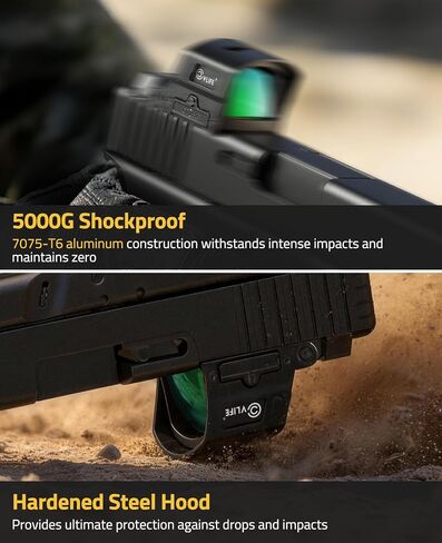 CVLIFE BearMight 5000G Shockproof Auto-Brightness Green Dot Sight for RMS RMSc, 36MOA Circle & 2MOA Green Dot with Hood, Motion Awake Reflex Sight for Compact Pistol, Adapter for MOS/RMR/Picatinny in Saudi Arabia