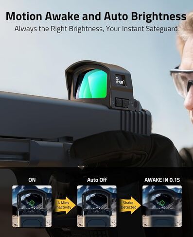 CVLIFE BearMight 5000G Shockproof Auto-Brightness Green Dot Sight for RMS RMSc, 36MOA Circle & 2MOA Green Dot with Hood, Motion Awake Reflex Sight for Compact Pistol, Adapter for MOS/RMR/Picatinny in Saudi Arabia