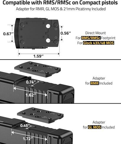 CVLIFE BearMight 5000G Shockproof Auto-Brightness Green Dot Sight for RMS RMSc, 36MOA Circle & 2MOA Green Dot with Hood, Motion Awake Reflex Sight for Compact Pistol, Adapter for MOS/RMR/Picatinny in Saudi Arabia