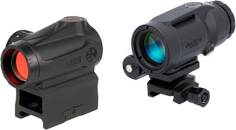 SIG SAUER Romeo-MSR GEN II 1x20mm 2 MOA Red Dot Sight & JULIET5-MICRO 5x24mm Magnifier Combo Kit | Durable Waterproof Fogproof Rifle Shooting Optic Package in Saudi Arabia