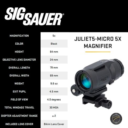SIG SAUER Romeo-MSR GEN II 1x20mm 2 MOA Red Dot Sight & JULIET5-MICRO 5x24mm Magnifier Combo Kit | Durable Waterproof Fogproof Rifle Shooting Optic Package in Saudi Arabia