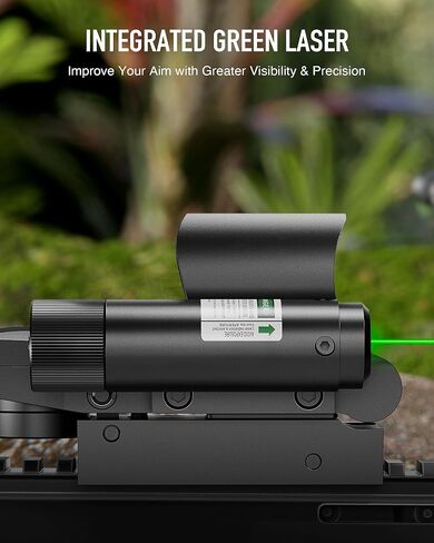 HIRAM Reflex Sight Laser Combo, 2 MOA Red Dot Sight with Green Laser 4 Reticle Patterns 8 Brightness Settings for 20 mm Picatinny Weaver Rails, Tactical Optics for Rifle Pistol Airsoft in Kuwait