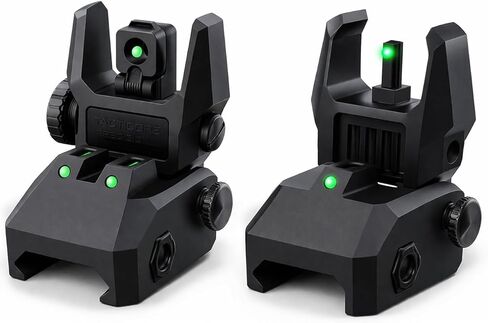GOTICAL Fiber Optic Sights Flip Up Front and Rear Strong Polymer Folding Sights with Red and Green Fiber Optics Dots Tool-Free Adjustable Backup Sight Set for Picatinny Rails in Saudi Arabia