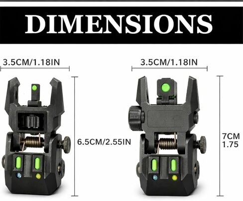 GOTICAL Fiber Optic Sights Flip Up Front and Rear Strong Polymer Folding Sights with Red and Green Fiber Optics Dots Tool-Free Adjustable Backup Sight Set for Picatinny Rails in Saudi Arabia