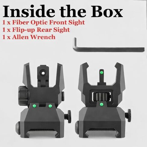 GOTICAL Fiber Optic Sights Flip Up Front and Rear Strong Polymer Folding Sights with Red and Green Fiber Optics Dots Tool-Free Adjustable Backup Sight Set for Picatinny Rails in Saudi Arabia