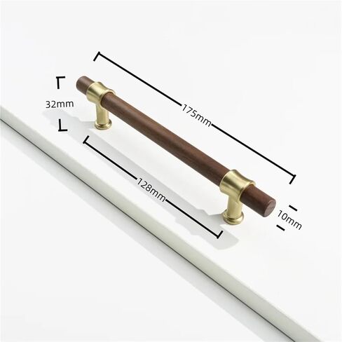 Black Walnut Wooden Handles Drawer Gold Kitchen Furniture Door Cabinets Brass Handle Hardware 1Pcs(3-C128mm) in Saudi Arabia