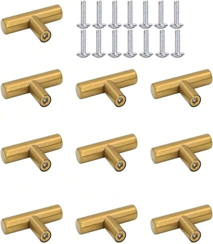 Single Hole Cabinet Handles Brushed Brass Cupboard Drawer Dresser Kitchen Doors Overall Length 2 in 10Pcs(Silver) in Saudi Arabia