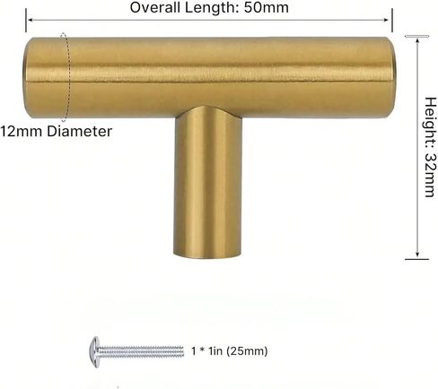 Single Hole Cabinet Handles Brushed Brass Cupboard Drawer Dresser Kitchen Doors Overall Length 2 in 10Pcs(Silver) in Saudi Arabia