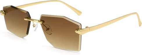 Dollger Rimless rectangle Sunglasses Women Men Fashion Trendy Metal Tinted Shades Clear Y2k Sunglasses in Saudi Arabia