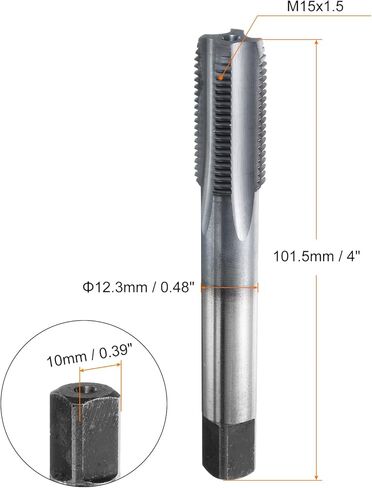 HARFINGTON M15x1.5 Metric Thread Tap 6542 Cobalt High-Speed Steel TiCN Coated Plug Tap Right Hand Straight Flutes Screw Threading Hand Tap in Saudi Arabia