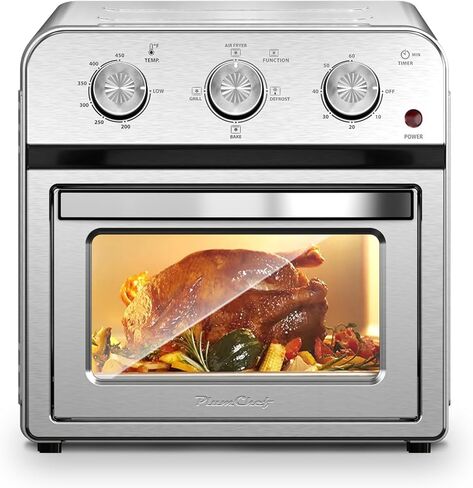 Family Size Air Fryer Toaster Oven Combo,13QT,360° Hot Air Circulation for Healthy Oil-Free Cooking, Multifunctional Convection Contertop Oven, Adjustable Time & Temp Control, Stainless Steel in Kuwait