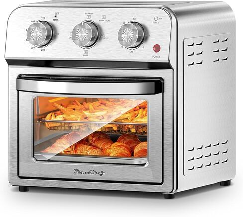 Family Size Air Fryer Toaster Oven Combo,13QT,360° Hot Air Circulation for Healthy Oil-Free Cooking, Multifunctional Convection Contertop Oven, Adjustable Time & Temp Control, Stainless Steel in Kuwait