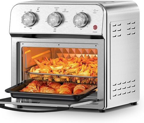 Family Size Air Fryer Toaster Oven Combo,13QT,360° Hot Air Circulation for Healthy Oil-Free Cooking, Multifunctional Convection Contertop Oven, Adjustable Time & Temp Control, Stainless Steel in Kuwait
