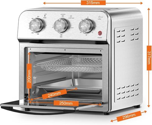 Family Size Air Fryer Toaster Oven Combo,13QT,360° Hot Air Circulation for Healthy Oil-Free Cooking, Multifunctional Convection Contertop Oven, Adjustable Time & Temp Control, Stainless Steel in Kuwait