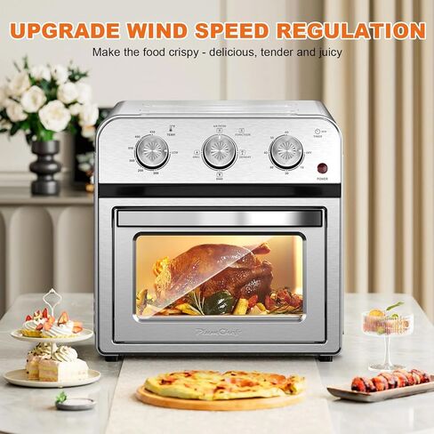 Family Size Air Fryer Toaster Oven Combo,13QT,360° Hot Air Circulation for Healthy Oil-Free Cooking, Multifunctional Convection Contertop Oven, Adjustable Time & Temp Control, Stainless Steel in Kuwait