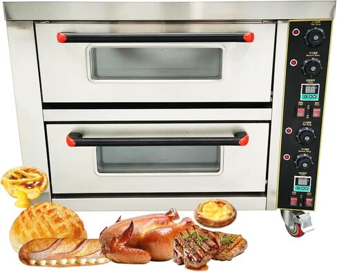 Commercial Pizza Oven Double-Decker Convection Oven 20℃-350℃ Heating Range, 0-99min Timing Range Electric Baking Ovens 220V SIngles Phase 6400W in Kuwait