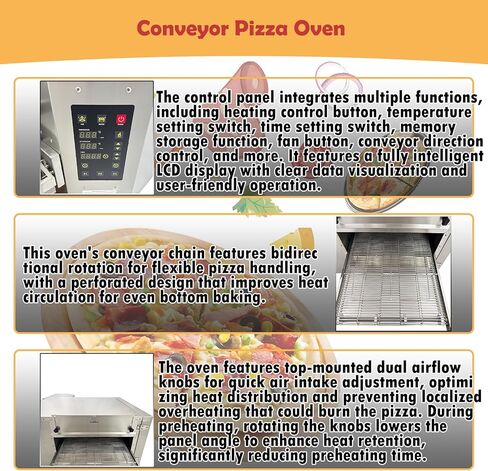 Commercial Countertop Pizza Oven Pizza Baking Oven 18" Belt Reversible Conveyor for Restaurant 220V 3PH 9KW in Kuwait