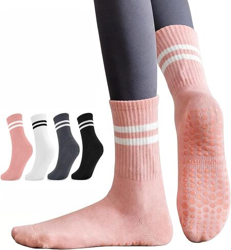 Pilates Socks with Grips for Women Long Non-Slip Yoga Grippy Socks for Barre，Ballet，Dance & Hospital，Anti-Skid Workou in Kuwait
