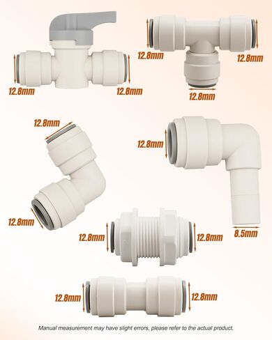 مجموعة تركيبات أنبوب OD مقاس 1/2 بوصة مناسبة لنظام تصفية المياه RO، دفع توصيل سريع (صمام + تي شيرت + كوع + مستقيم + حاجز + ساق الكوع)، 12 عبوة in Kuwait
