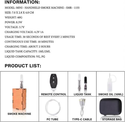 Mini smoke machine handheld smoke machine, smoke effector, used for smoke special effects, shooting props, air flow testing and other scenes in Kuwait