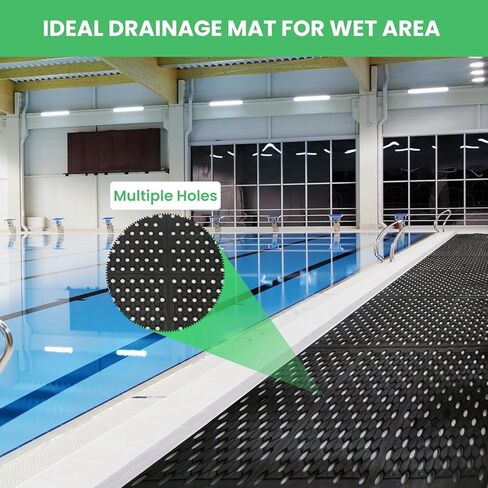 82.6"x35.4" Commercial Rubber Drainage Mat Anti-Fatigue Rubber Mat Roll Heavy Duty Kitchen Non-Slip Floor Matting with Holes for Restaurant Bathroom Bar Outdoor Garden Wet Area in Kuwait