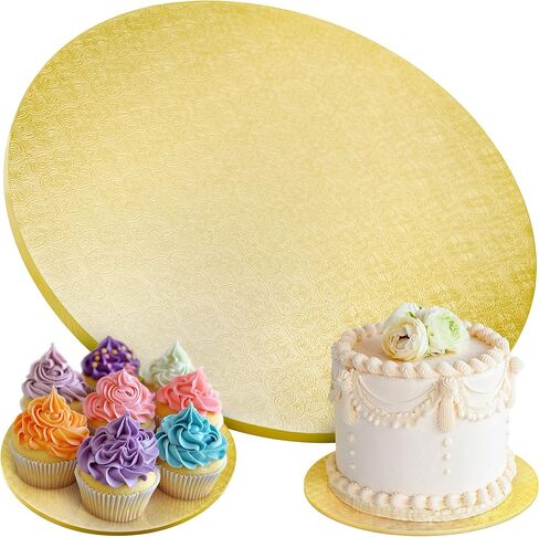 Cake Boards - 4 Pack, 12 inch, Pink - Reusable Round Cake Drums for Showstopping Desserts - Heavy-Duty Cardboard Bases with Elegant Patterns - Sturdy 1/2 Inch Thick - Professional Fully Wrapped Edges in Kuwait