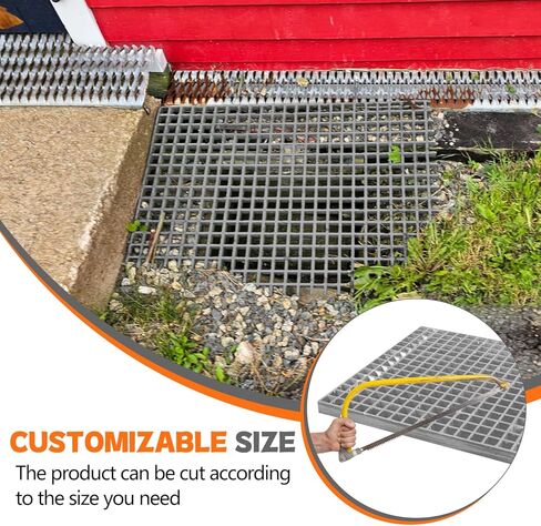 Heavy Duty 2'x2' Fiberglass Molded Grating Panel - 4400LBS Capacity, Industrial FRP Square Grate, 1.5''x1.5''x1.5'' Bar Grille for Car Wash, Decks, Stairs, Garage (Grey, 23.8" Lx23.8 W x 1.5" Th) in Kuwait