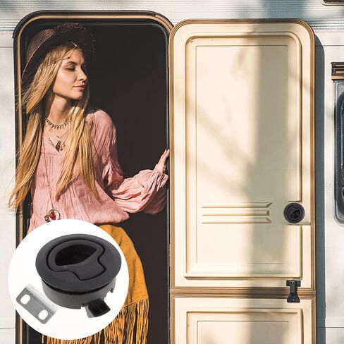 DECHOUS 1 Pack RV & Boat Hatch Latch أسود - يناسب بابين بقطر، مزلاج سحب سريع، مزلاج بلاستيكي دائري للمقطورات البحرية للقوارب RV in Saudi Arabia