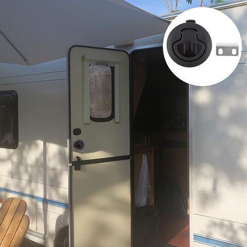 DECHOUS 1 Pack RV & Boat Hatch Latch أسود - يناسب بابين بقطر، مزلاج سحب سريع، مزلاج بلاستيكي دائري للمقطورات البحرية للقوارب RV in Saudi Arabia