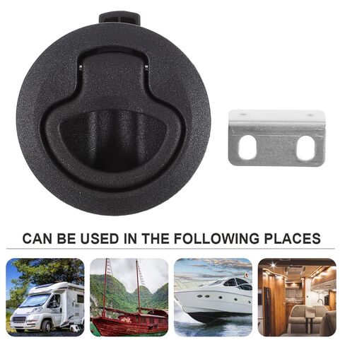 DECHOUS 1 Pack RV & Boat Hatch Latch أسود - يناسب بابين بقطر، مزلاج سحب سريع، مزلاج بلاستيكي دائري للمقطورات البحرية للقوارب RV in Saudi Arabia