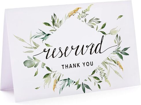 Greenery Reserved Signs for Weddings, Parties, Receptions, Restaurant and Celebrations, Reserved Signs for Tables, Reserved Signs for Wedding Chairs, 10 Pack, 4 x 6 Inches. in Kuwait